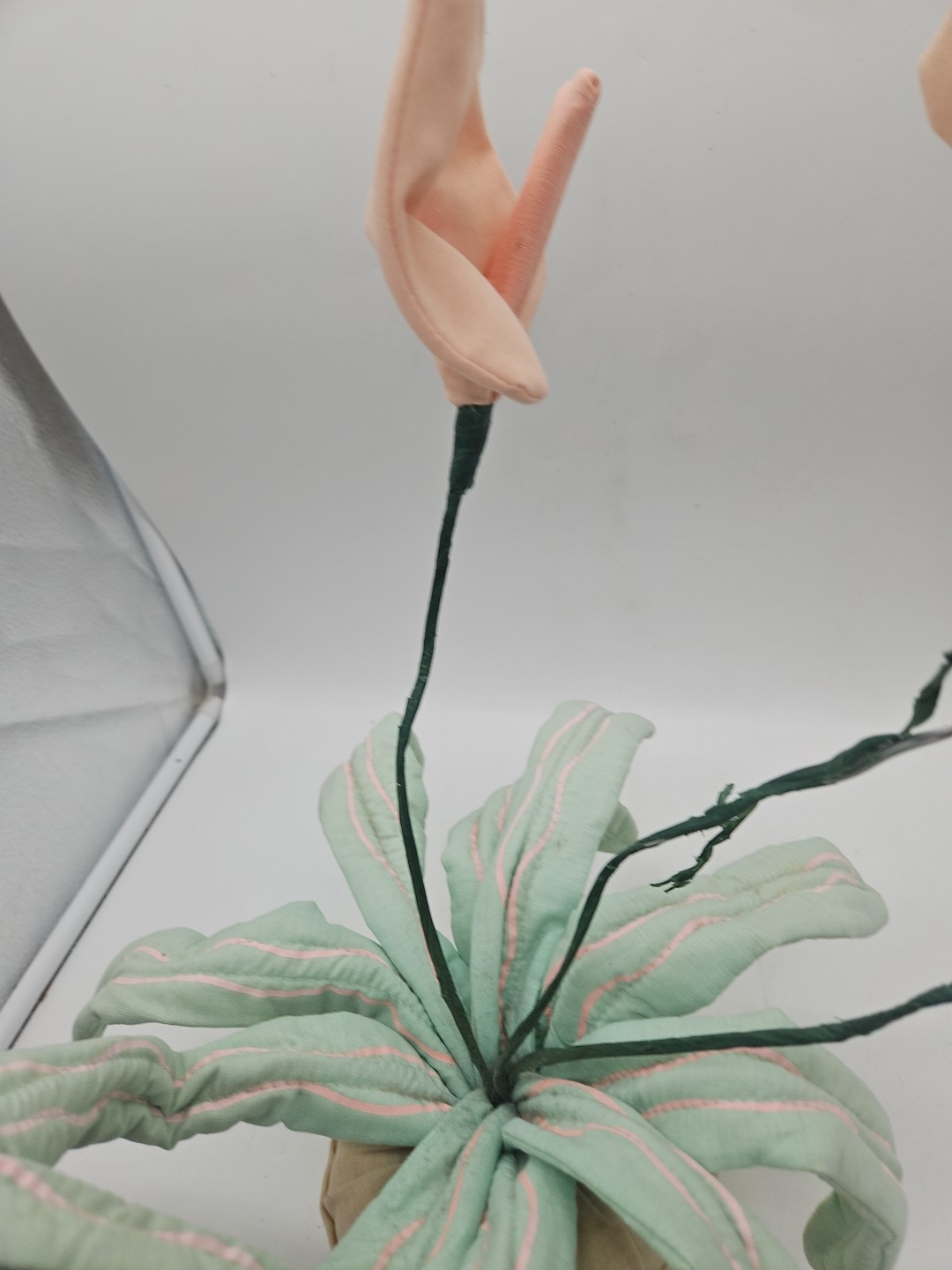Vintage Fake Fabric Wire Potted Flower Plant Decoration Aloe Plant ? Lily?