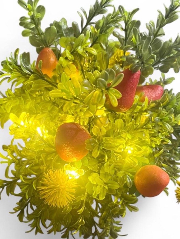 Artificial Greenery Arrangement Pot gold bee 🐝 LED Lights Decorative strawberry