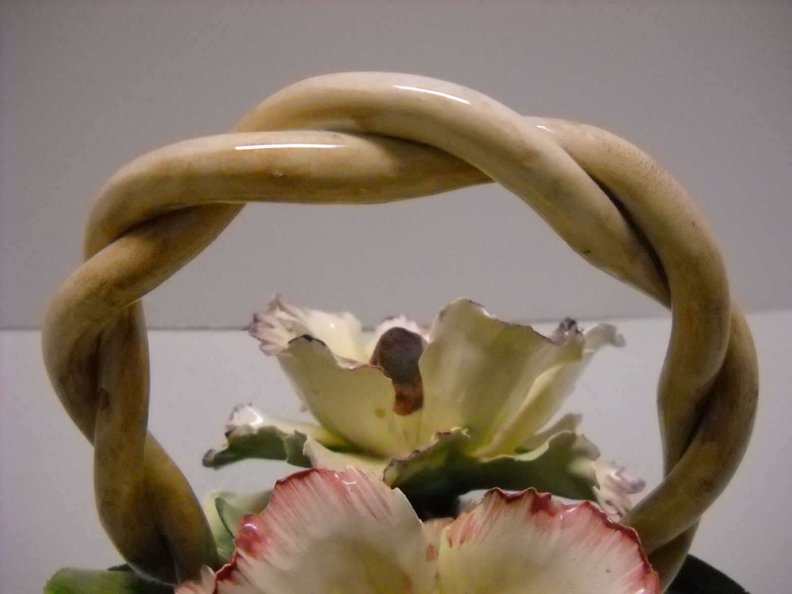 VINTAGE Capodimonte Porcelain Flower Basket Centerpiece Made in ITALY