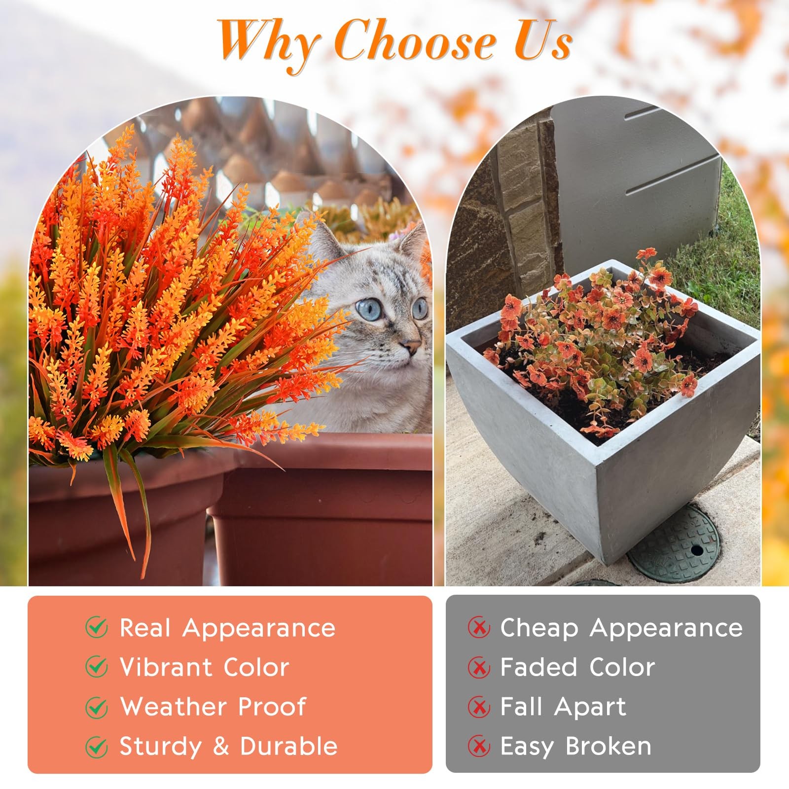 Fake Mums Fall Decor, 36 Bundles UV Resistant Faux Mums for Outdoor Planters,…