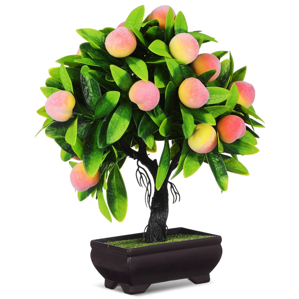 Artificial Bonsai: 25cm Simulation Peach Bonsai Tree – Artificial Potted Plant