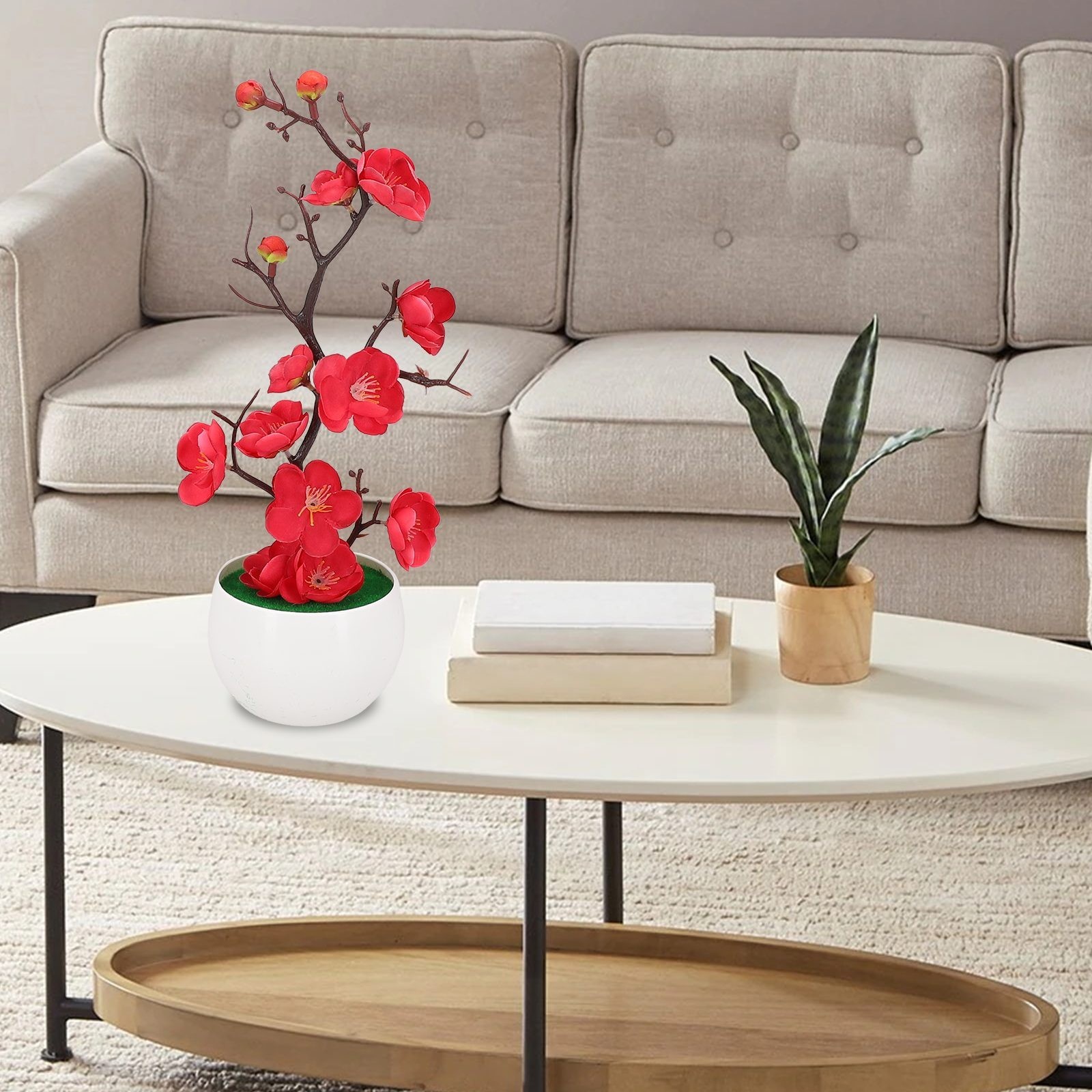 Plant Artificial Potted Flower Plastic Plum Blossom Decorative Garden Home