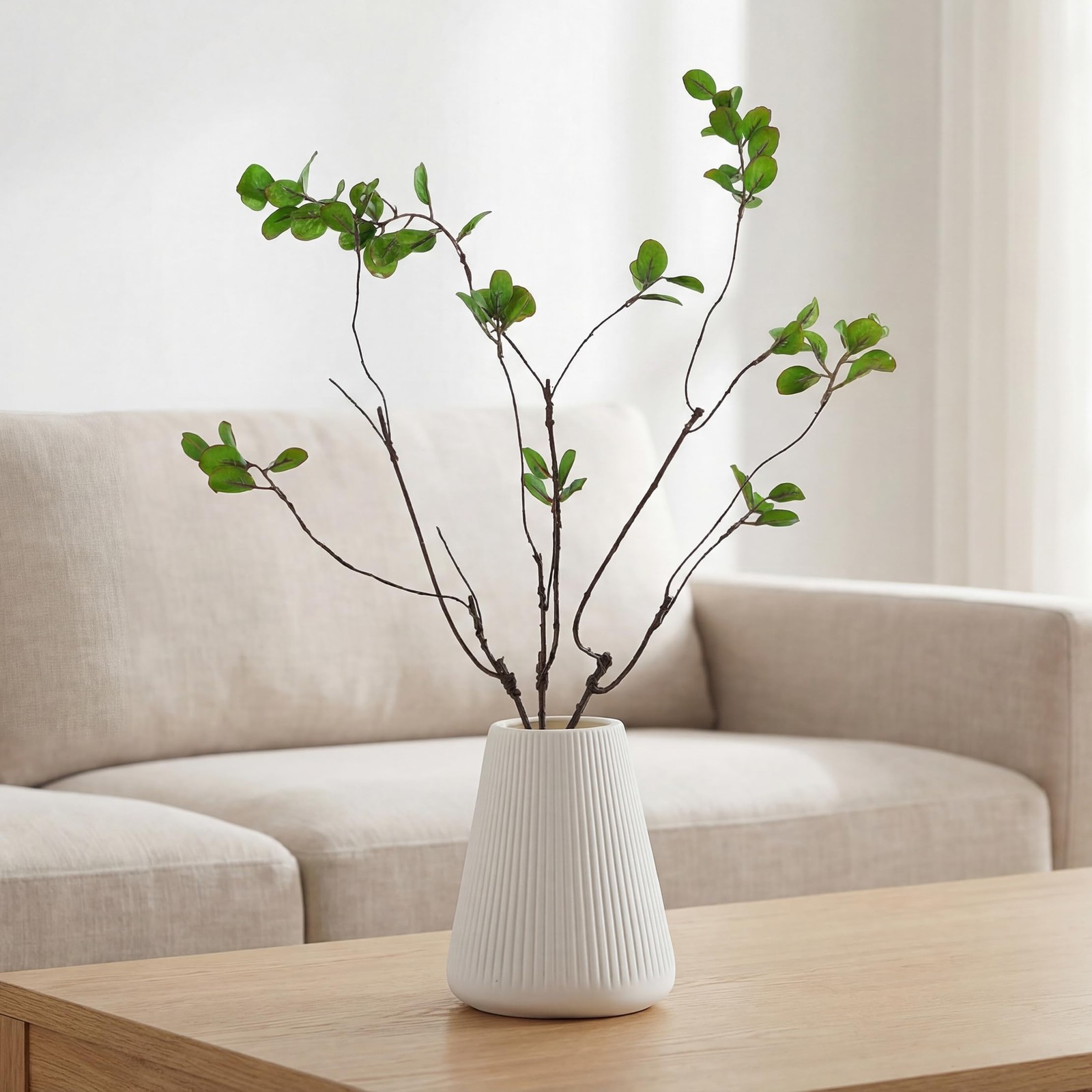 5Pcs Artificial Ficus Branches Fake Plants, 20.8 Inches Artificial Greenery S…