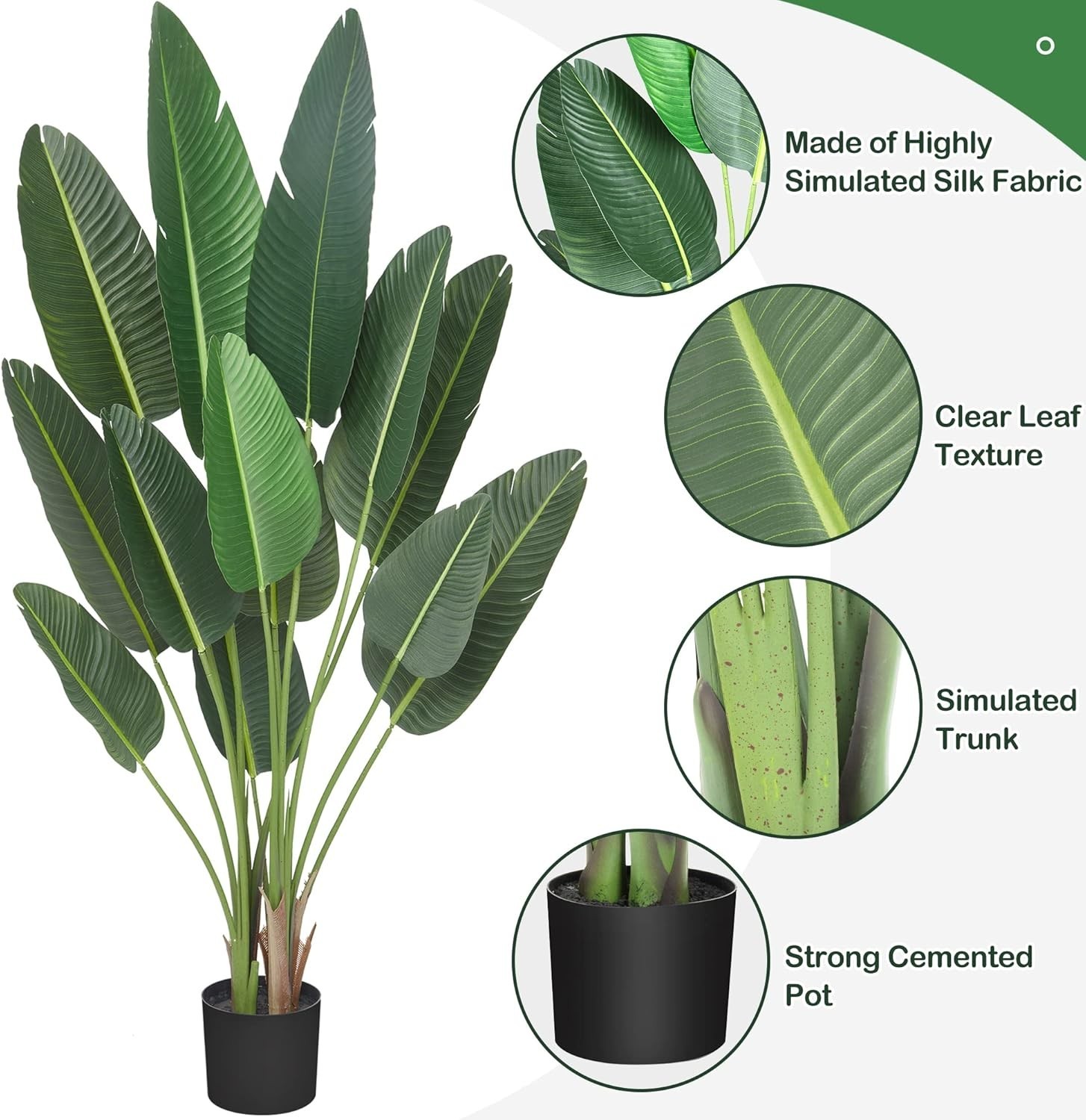 Artificial Bird of Paradise Plant 6 ft Tall Fake Tree Tropical Greenery Decor