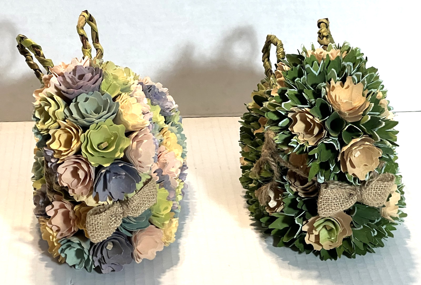 Curled Wood Cut Flowers Rabbit Table Center Piece, Lot of 2, 10″ Long x 8″ Tall