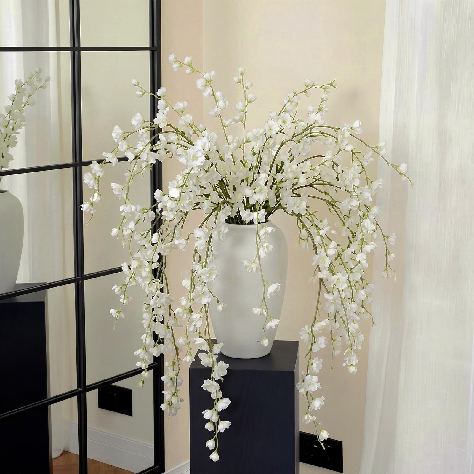 6 Pcs Artificial Blossom Long Stems, 43″ Faux Silk Flower Branches for Tall V…