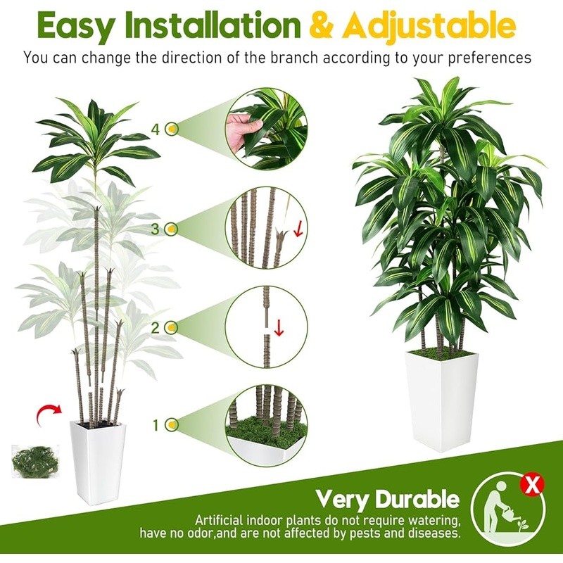 Realistic Artificial Faux Tree Indoor Decoration Easy Assembly Pot Gift New