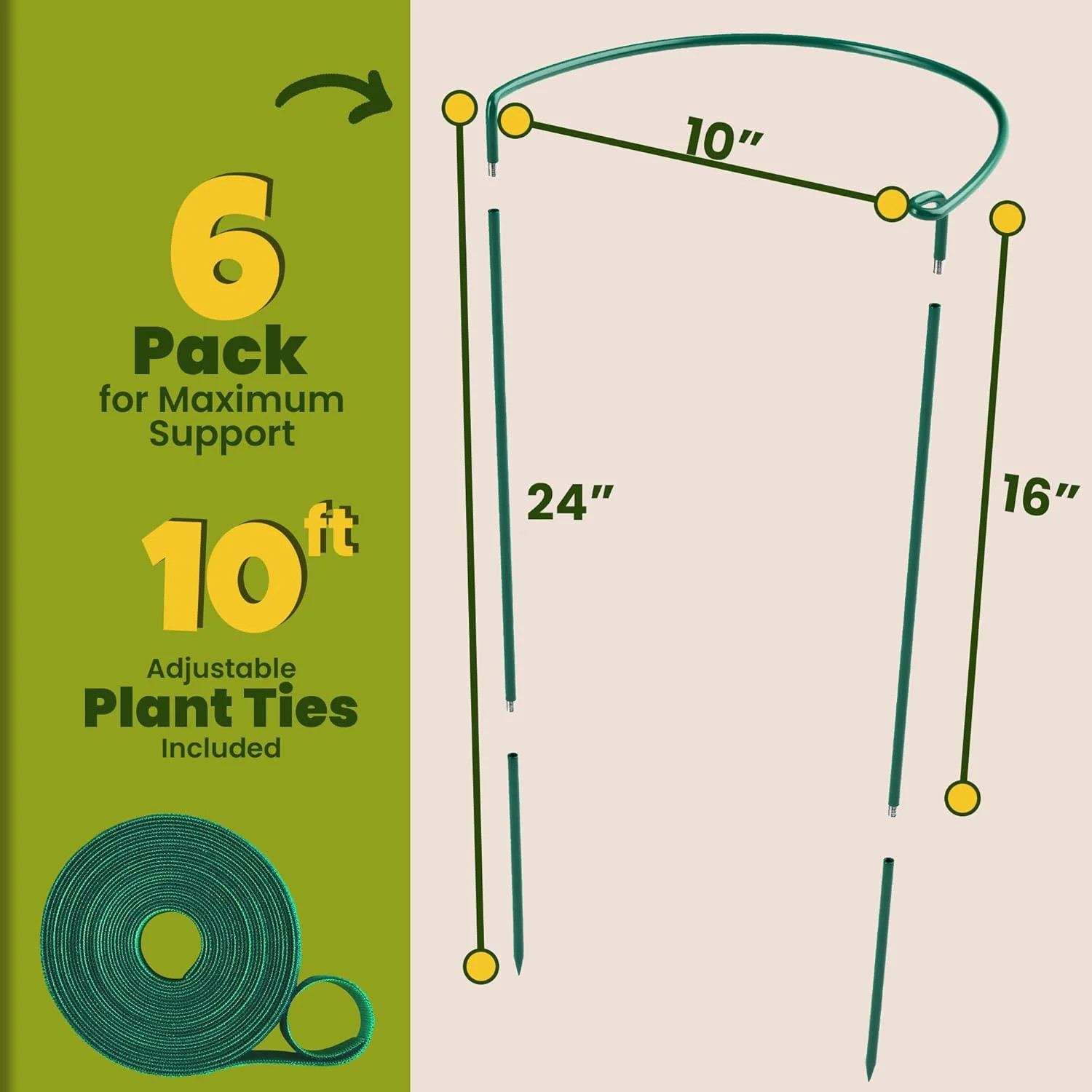 6 Pack Plant Support Stakes – Tall Plant Stakes for Indoor and Outdoor Gardens –