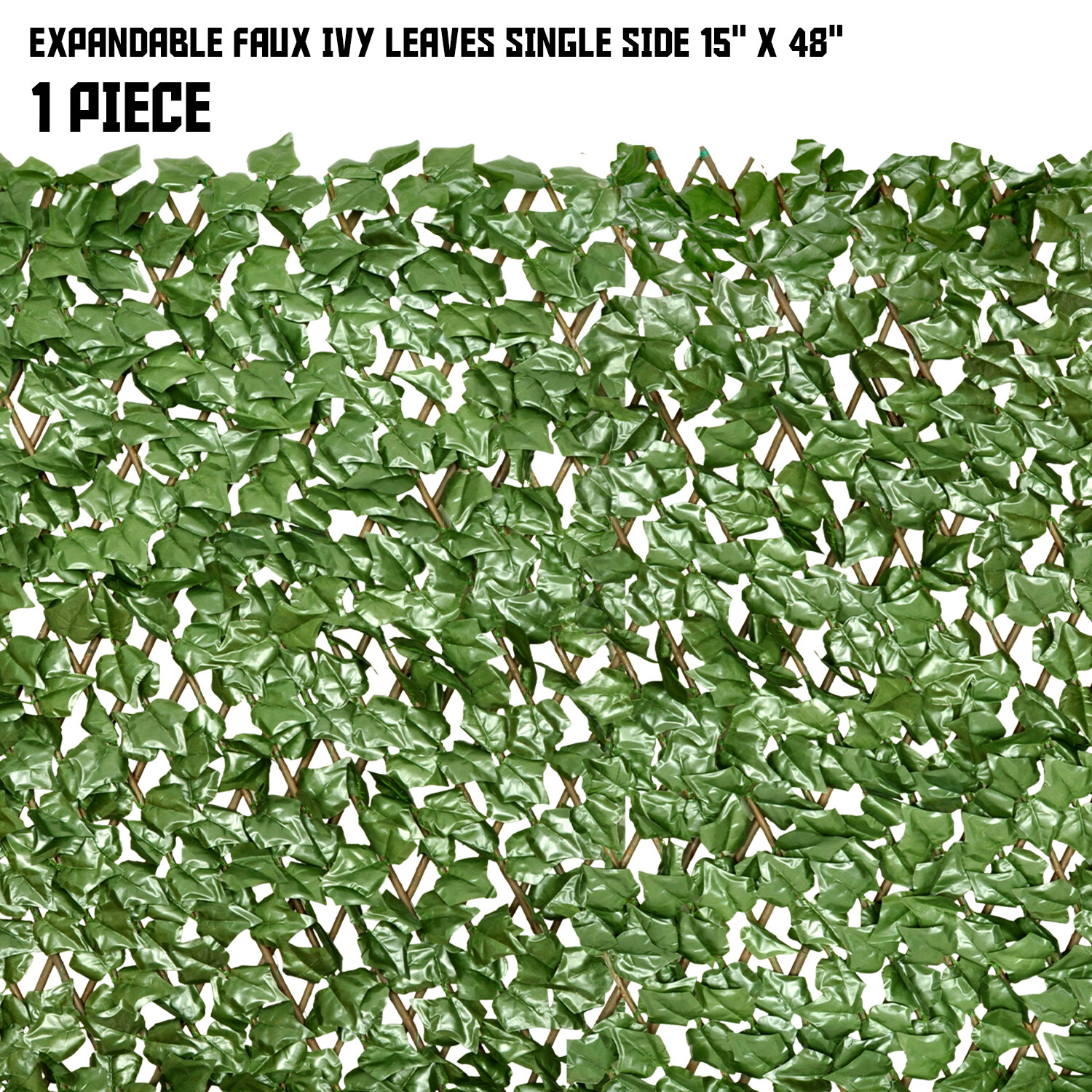 Expandable Artificial Faux Ivy Leaf Single Side Fence Screen Yard Plant Decor