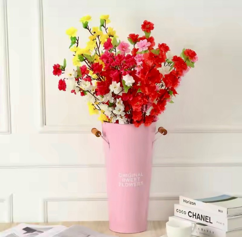 Artificial Flower Silk Peach Blossom Branch Cherry Room Home Christmas Decoratio