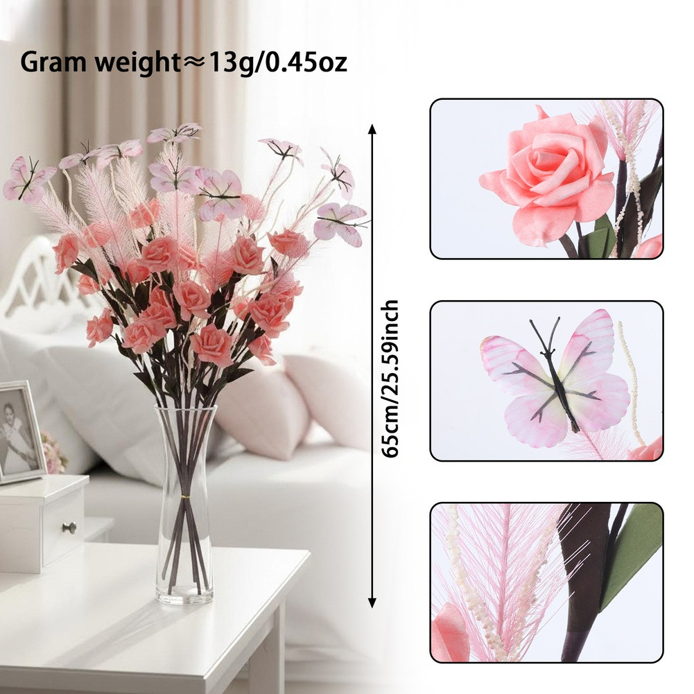 Artificial Reed Flower Bouquet for Wedding Home Office Decor White Pink Yellow