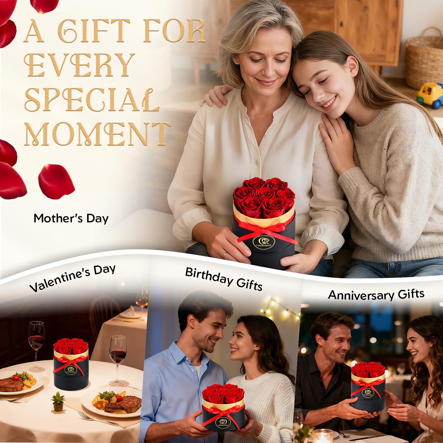 Roses Forever Flowers for Delivery – 7 Forever Preserved Roses in , Preserved…