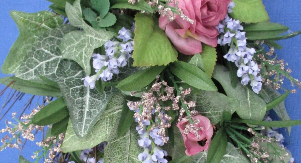 NEW Indoor Artificial Flowers Decorative Broom 32″x10″x4″ Grapevine Pink Roses