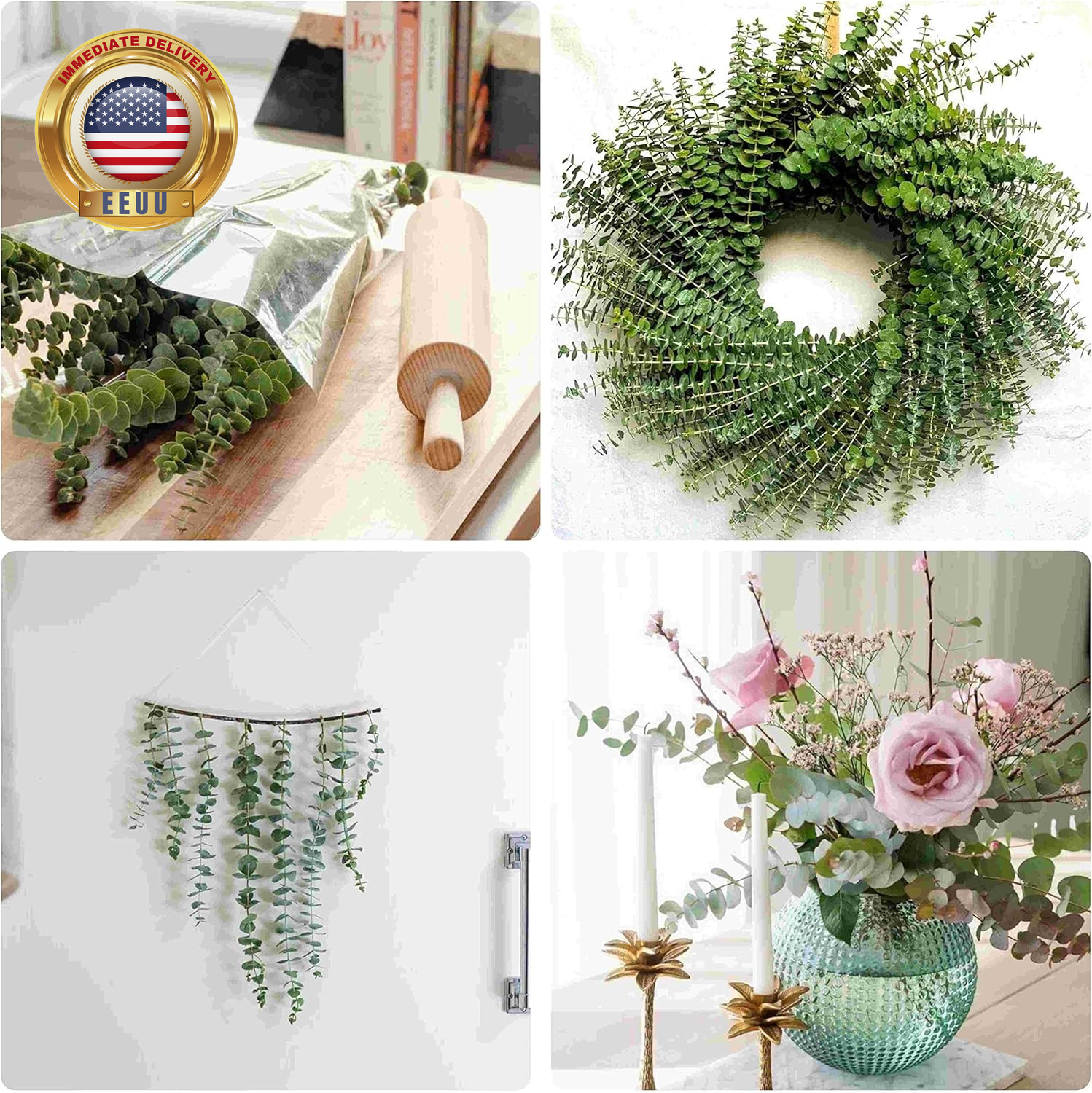 10Pcs Dried Eucalyptus Stems for Shower 17″ Real Natural Hanging Eucalyptus Stem