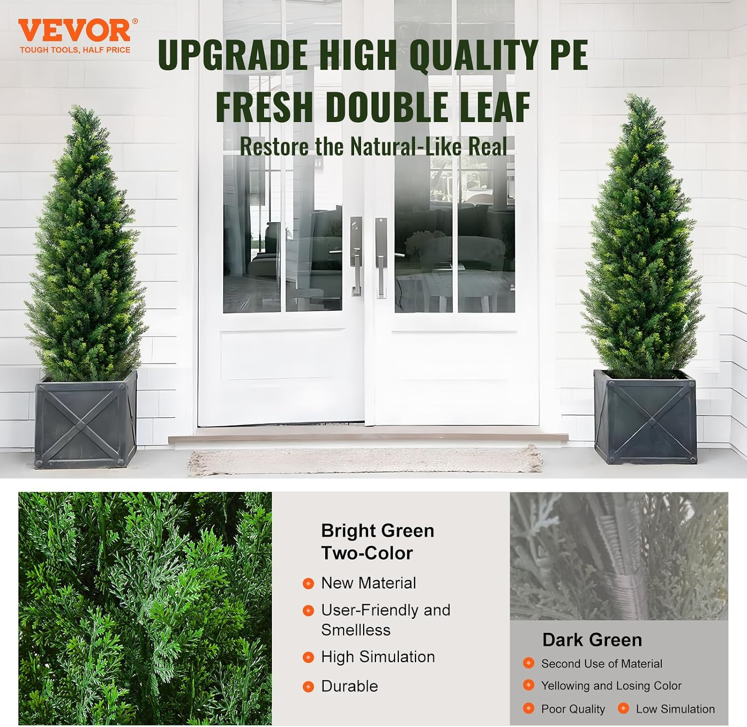 Artificial Topiary Cedar Tree, 48 Inch Tall (2 Pieces), with Extra Leaves & Pot