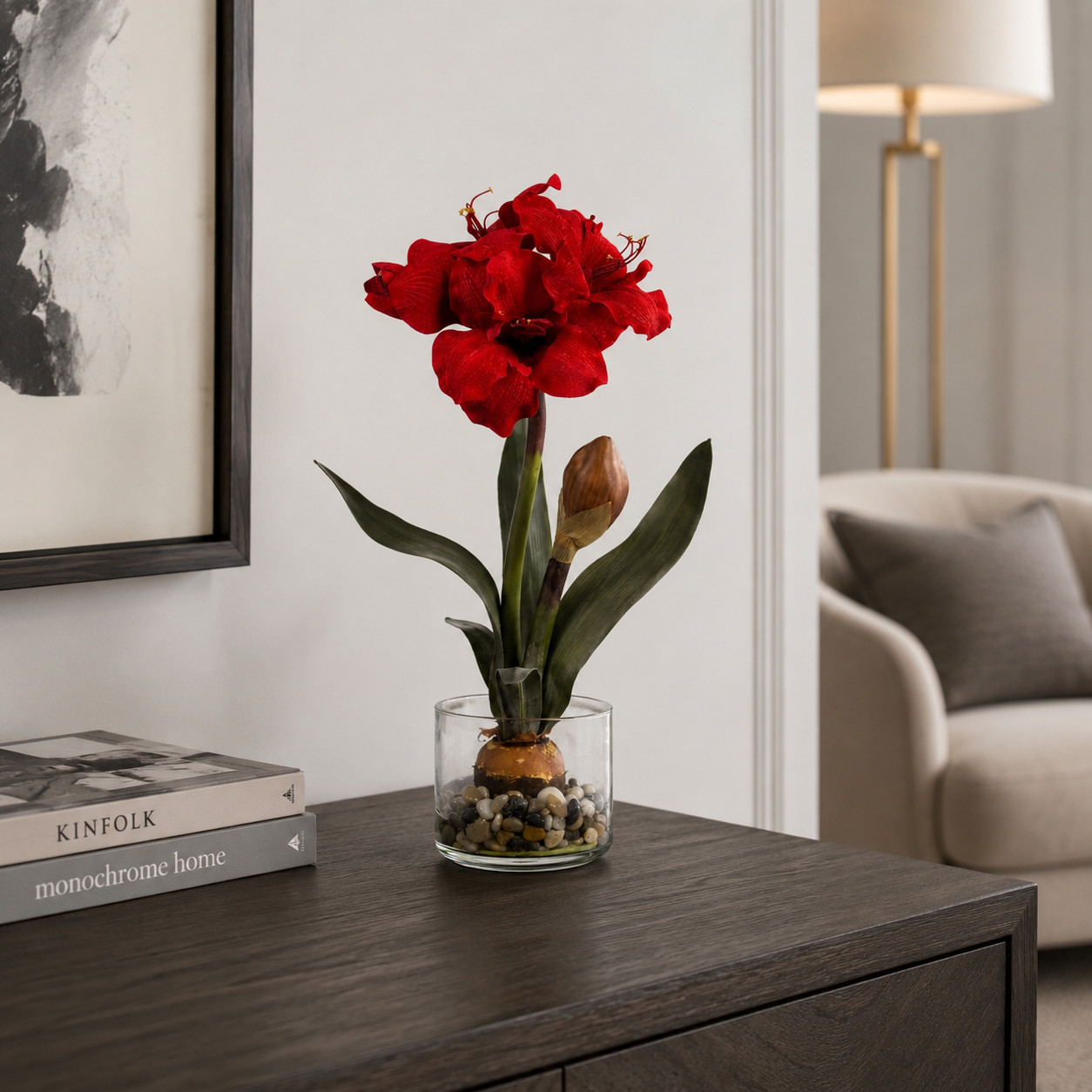 20″ Amaryllis w/Vase