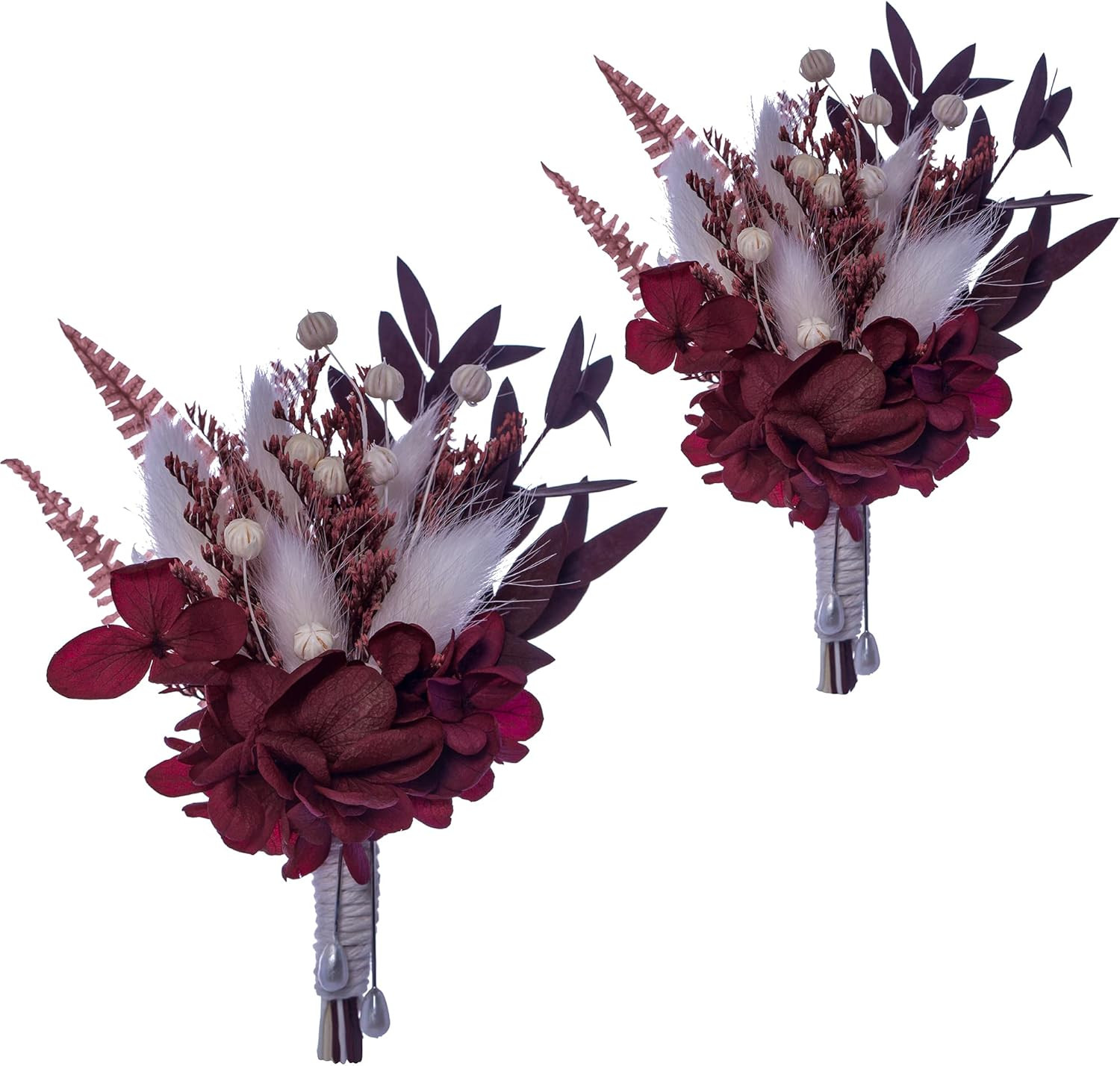 Dried Flowers Boutonniere 2 Piece Set Groom Best Man Wedding Boutonniere Boho Ru
