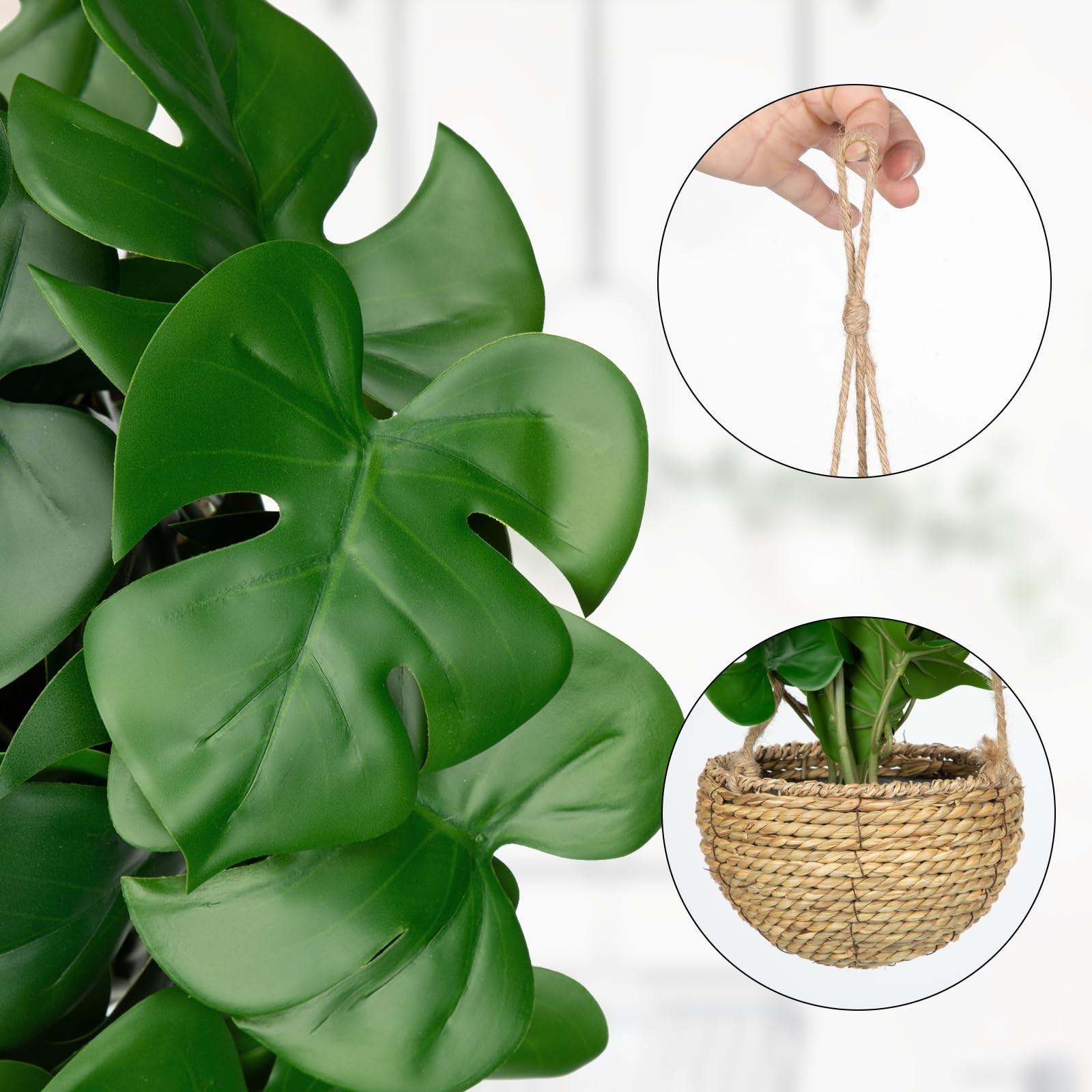 Large Fake Hanging Plants in Pot for Indoor & Outdoor, Long Artificial Hangin…