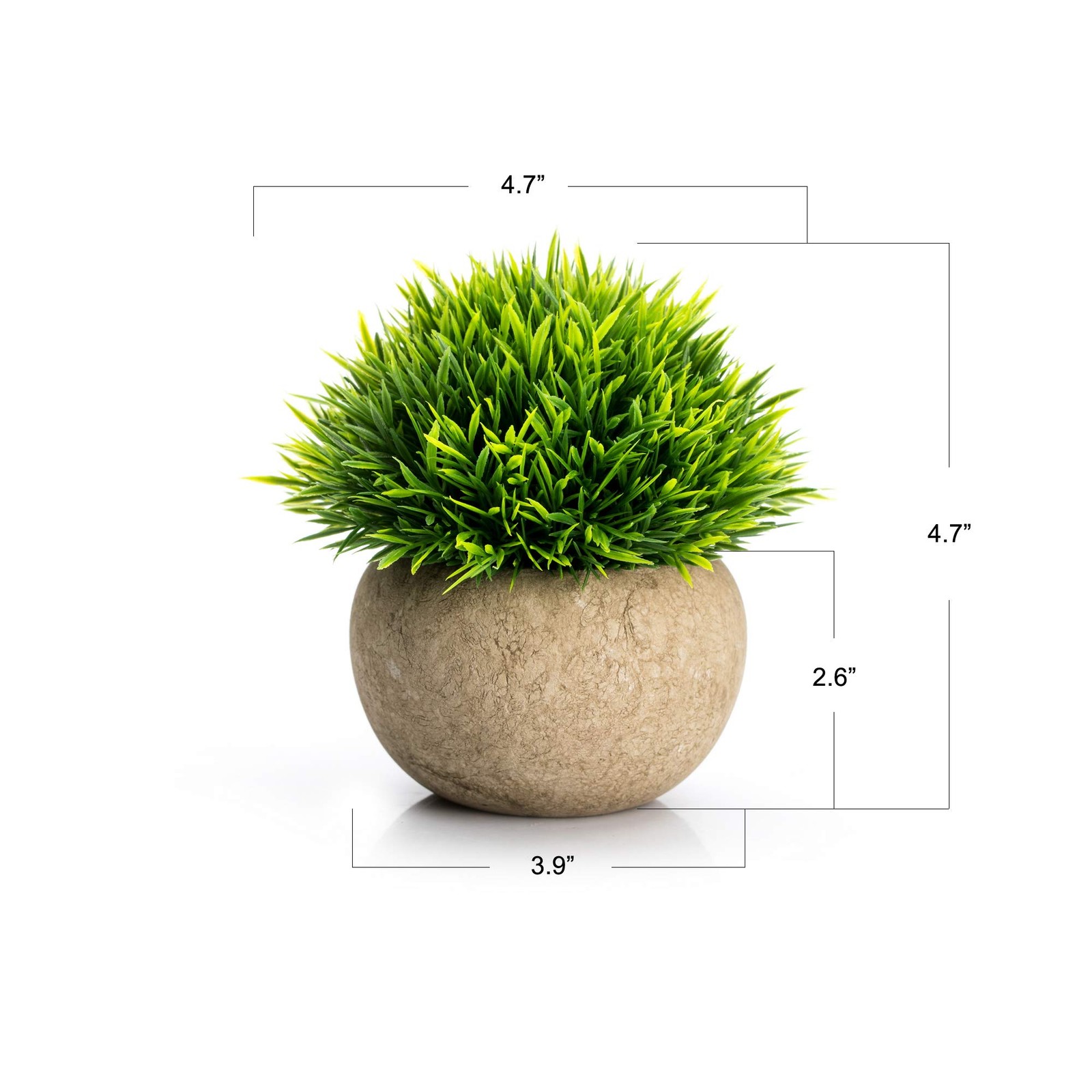Small Fake Artificial Greenery Grass Round Paper Mache Potted Plant 1 PCS