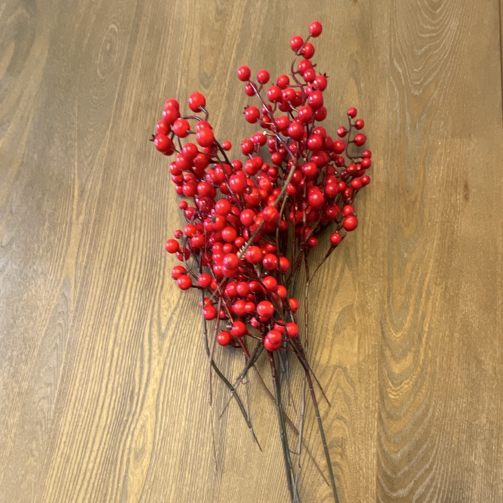 Artificial Red Berry Branch Berry Stem Floral Arrangement, Plastic Red/Brown