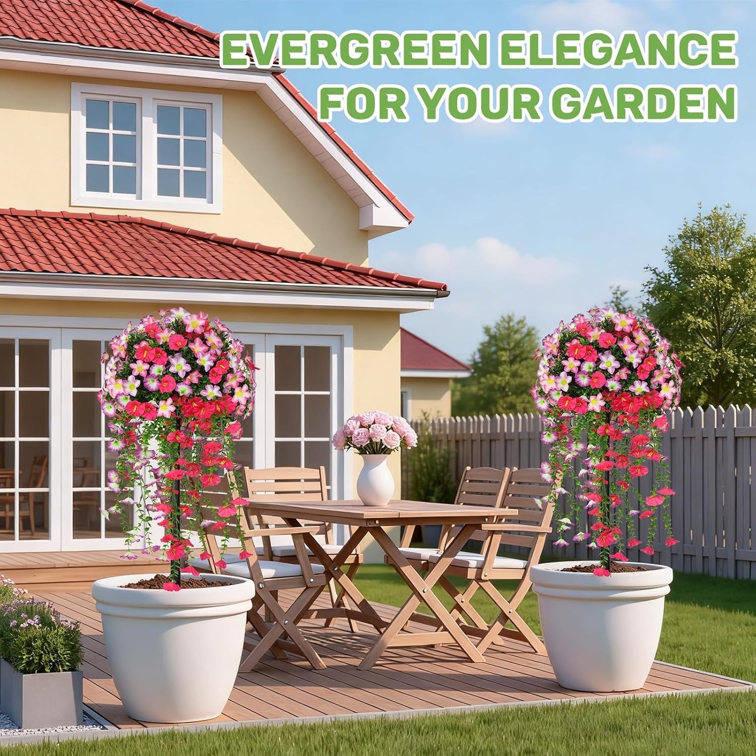 Elegant 2-Pack Artificial Pink Topiary Balls – Maintenance-Free Outdoor Beauty