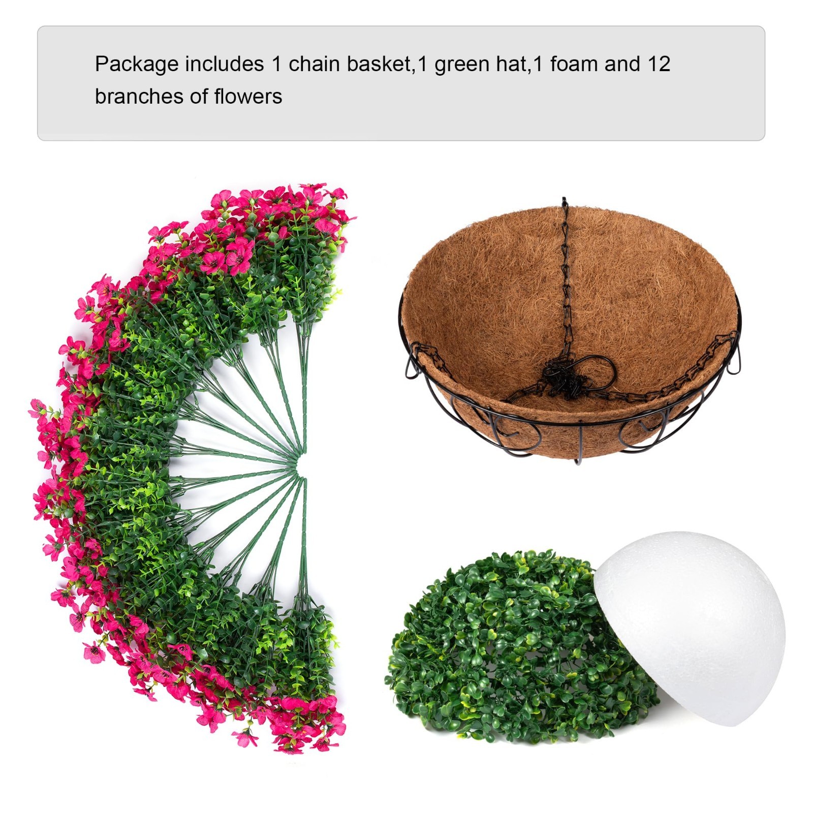 Artificial Hanging Flower Basket UV Resistant Daisy Eucalyptus Decor for Home