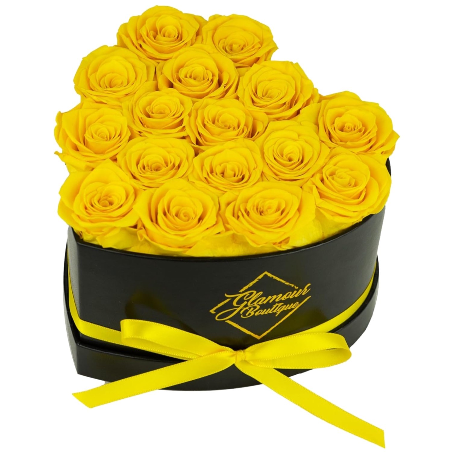 16 Yellow Eternal Roses Heart Box – Gift for Her