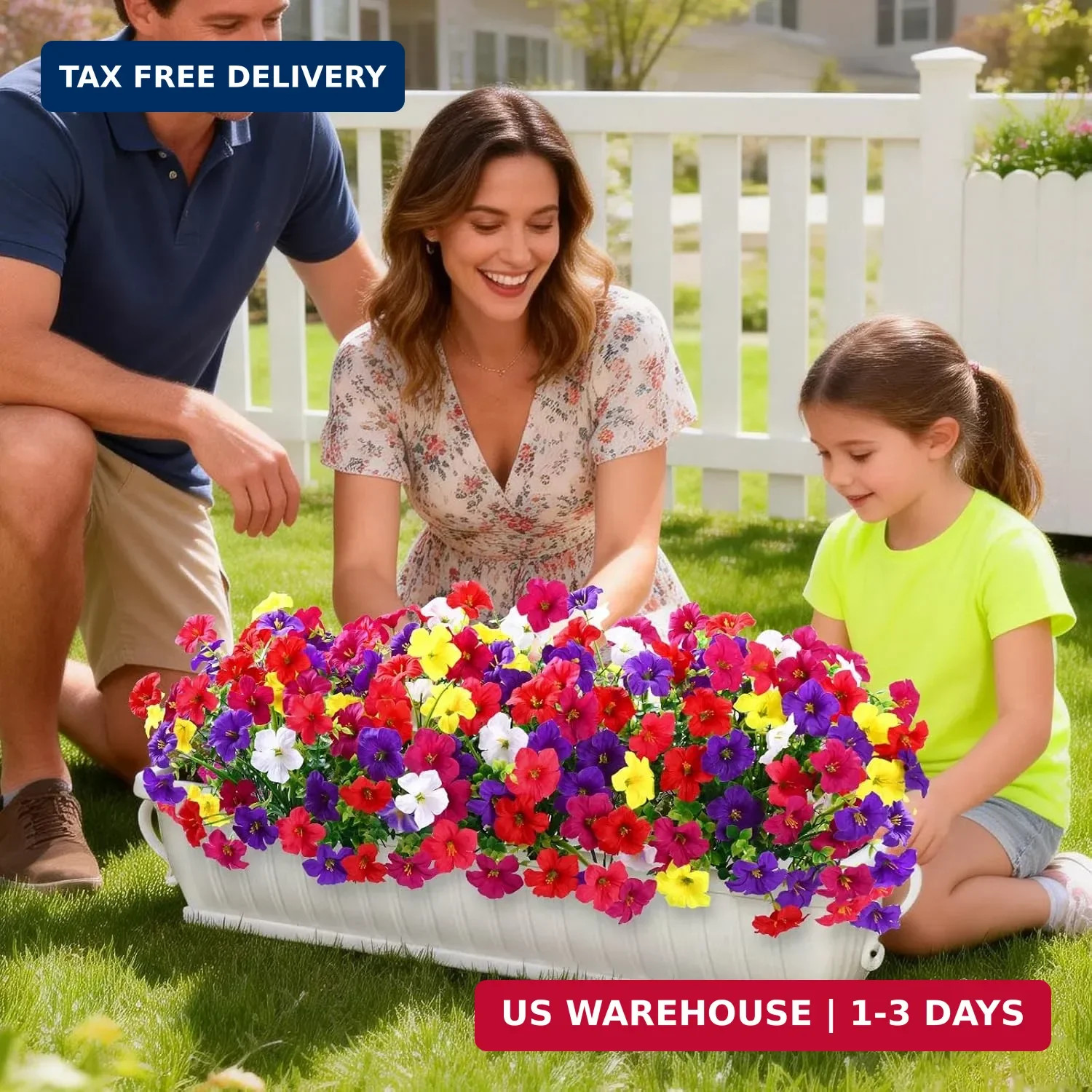 Artificial Flowers for Outdoors, 12 Bundles Mixed Color Artificial Petunias Fake