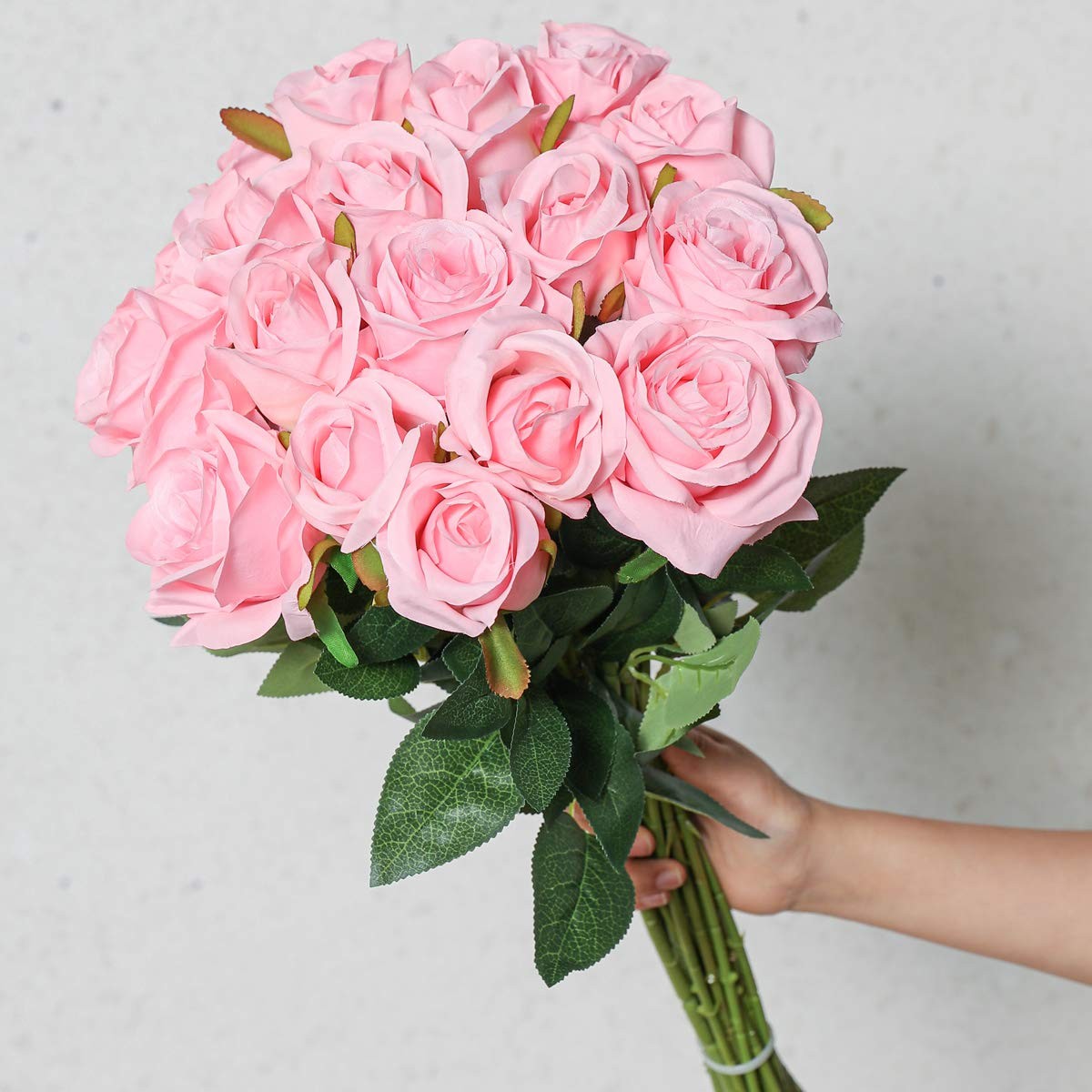Hawesome 12PCS Artificial Silk Flowers Realistic Roses Bouquet Long Stem for