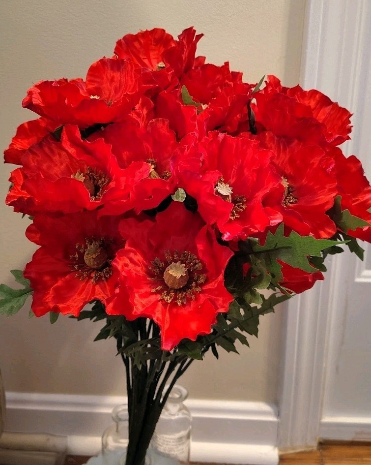 Lot of 4 Red Peony Bush By Ashland Artificial Faux Floral 20”