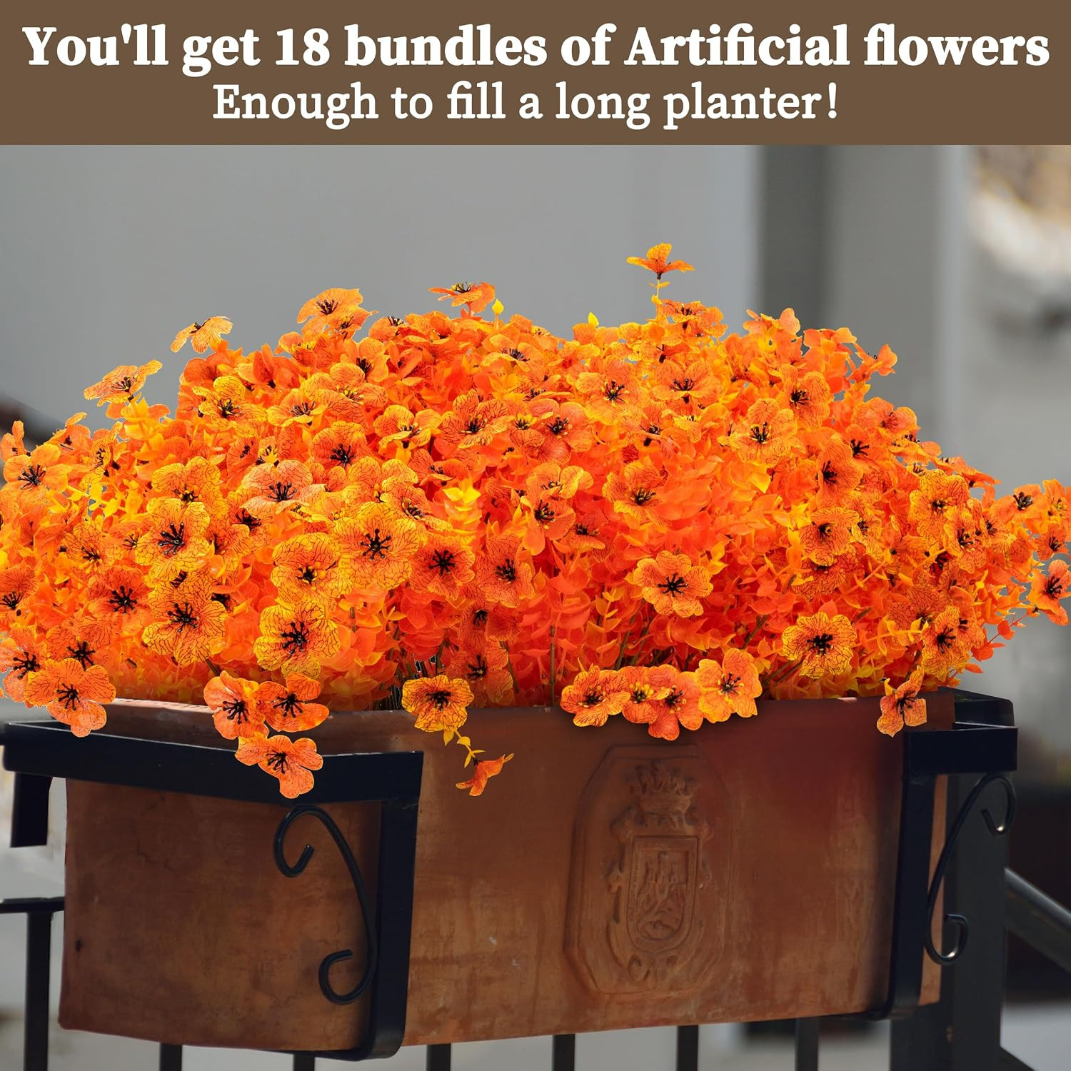 18 Bundles Artificial Mums for Outdoors/Indoors Faux Mums for Outdoor Planters,