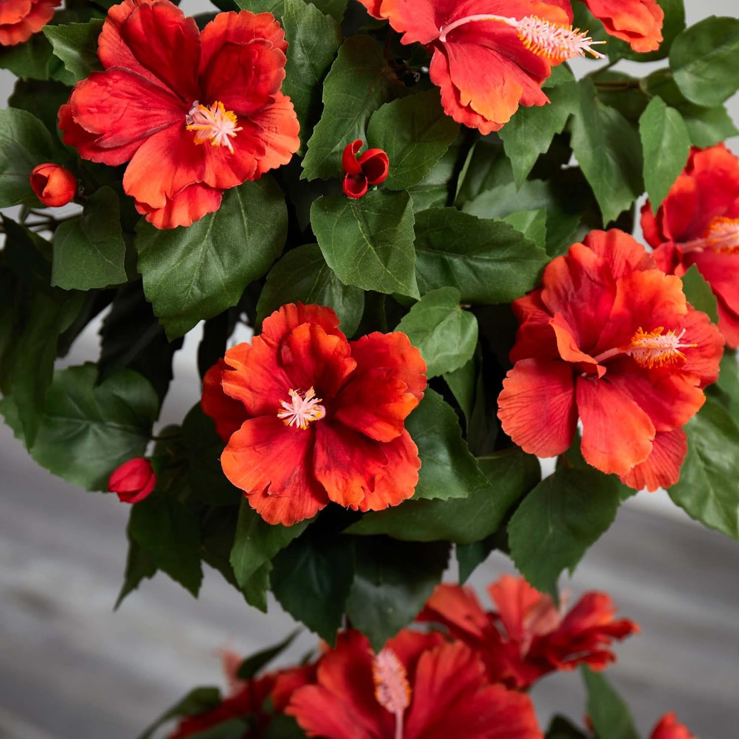 Stunning 39″ Hibiscus Topiary – Lifelike Indoor/Outdoor Decor Plant