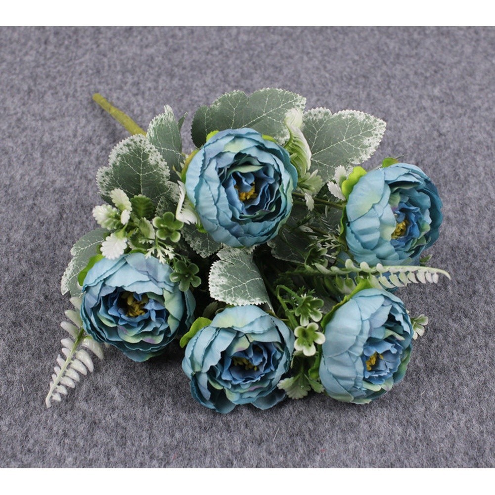 6 Head Silk Peony Bouquet Artificial Flowers for Wedding Home Decor Party