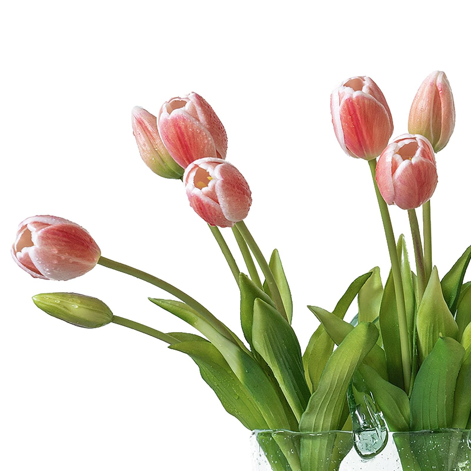 15pcs Artificial Tulips Flowers, Latex Bouquet, Fake Tulips for Office Weddin…
