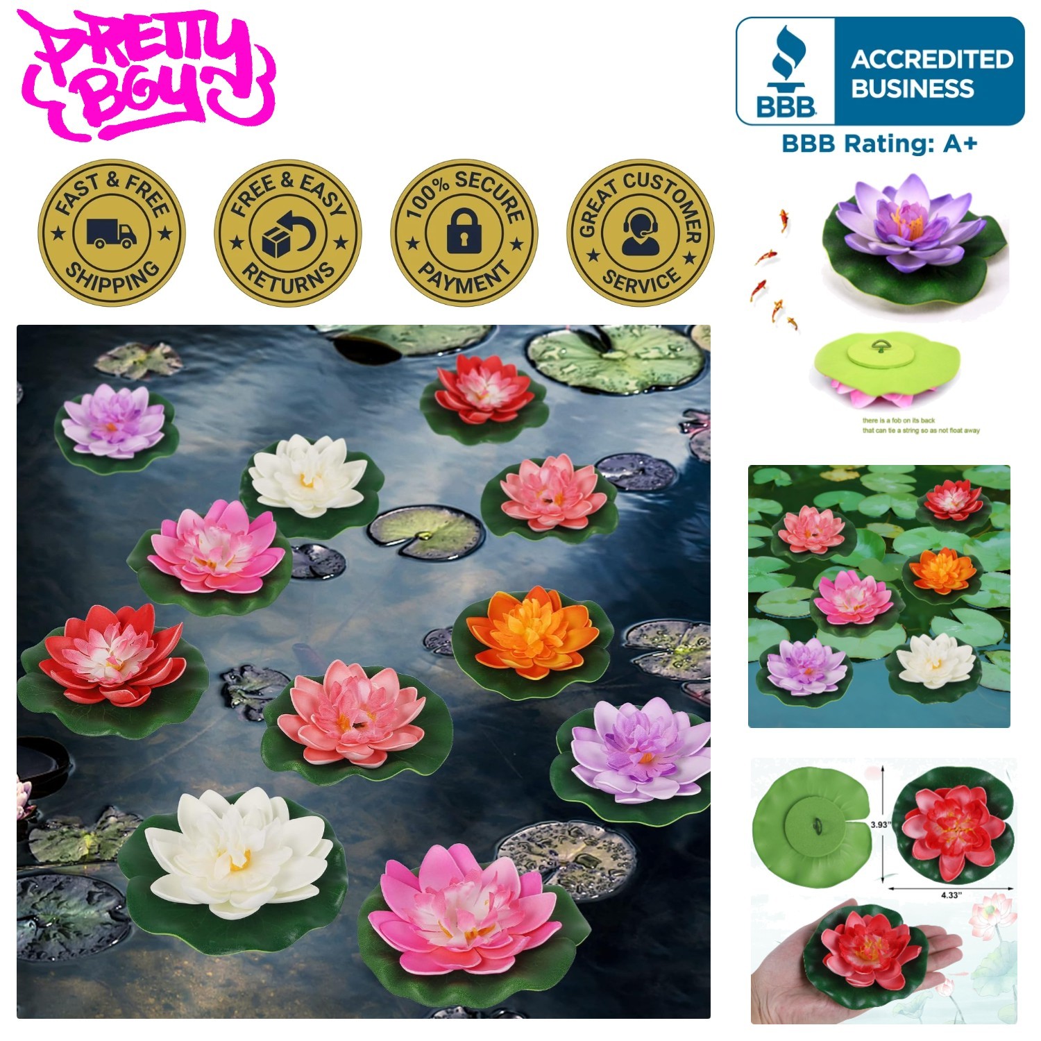 Durable and Lightweight 12 Pcs Floating Lotus Flowers for Indoor/Outdoor Use