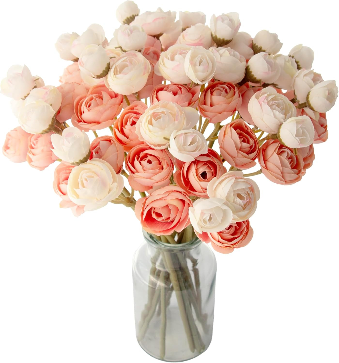 18 Pcs Artificial Silk Rose Flowers Persian Ranunculus Bouquet Asian Buttercup,S
