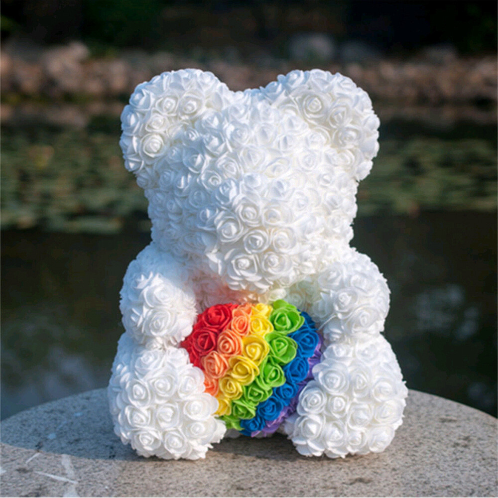 15″ Artificial Rose Teddy Bear Birthday Valentine’s Day Gift for Girlfriend Wife