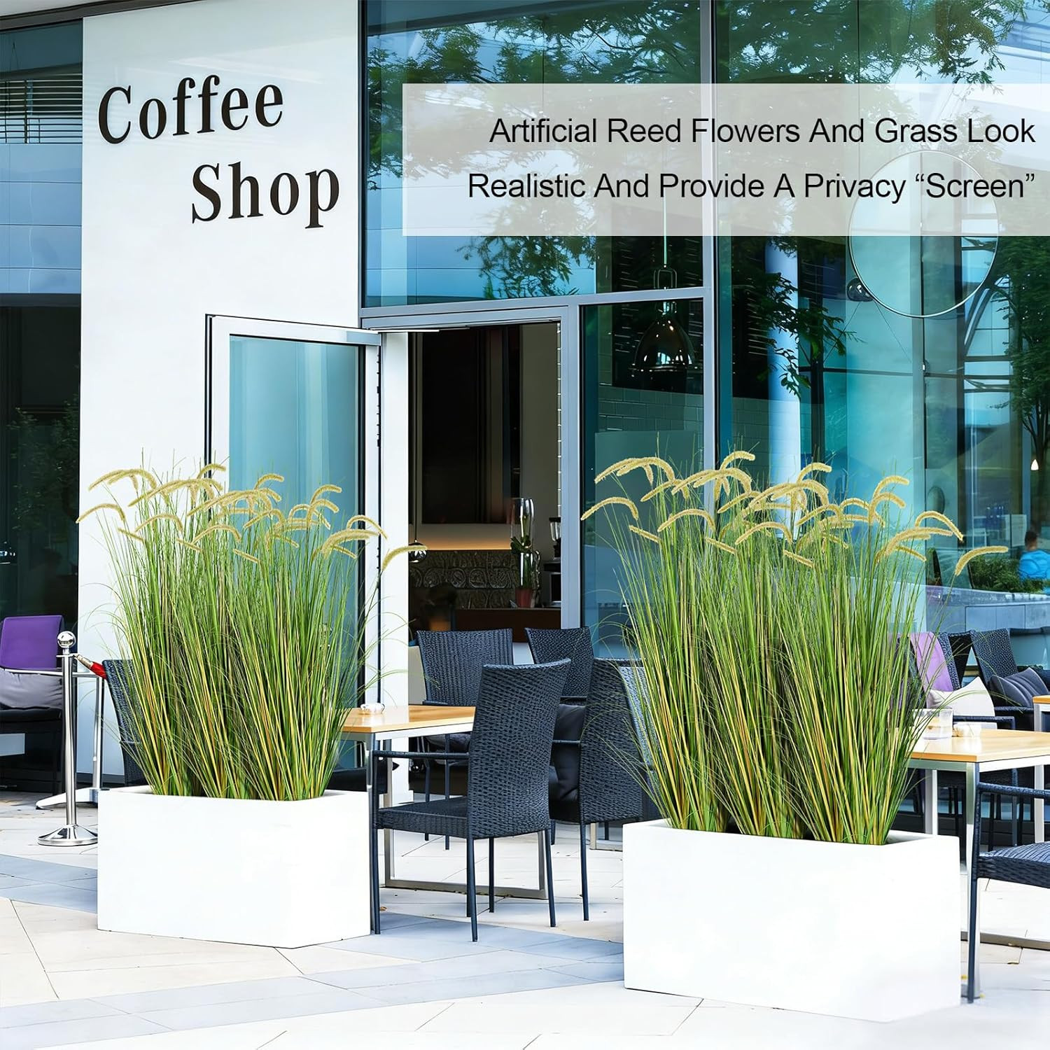 2-Pack 4Ft/47In Artificial Horsetail Grass, Potted Faux Floor Plant for Modern H