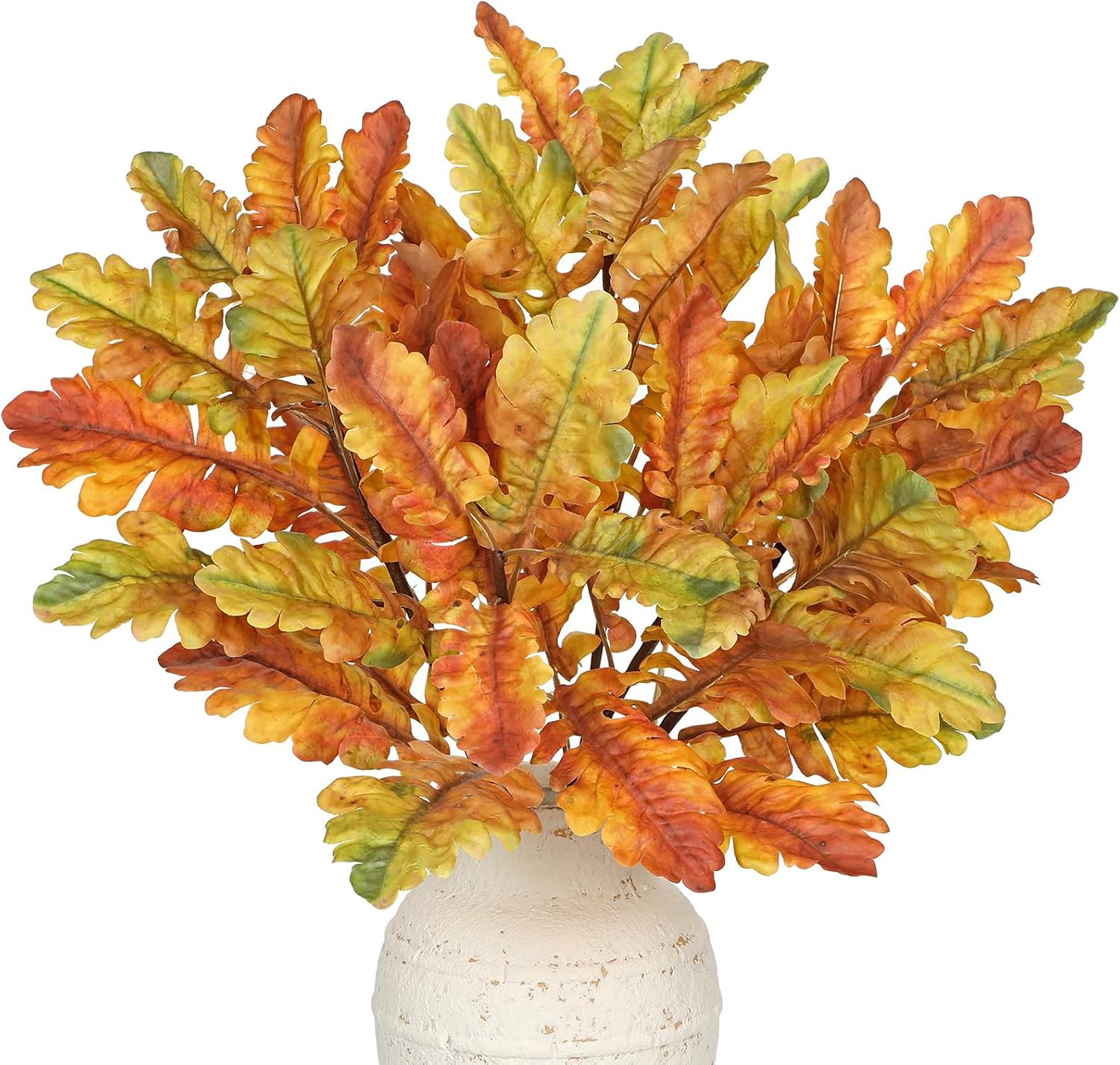 Faux Oak Leaf Branches 5 Pcs Fall Leaf Stems for Vases, 18″ Fall Leaves Stems Ar
