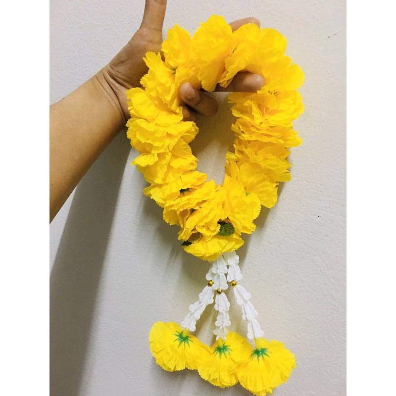 Hang Phuang Malai Artificial Thai Marigold Flower Fabric Mini Round Garland Gift