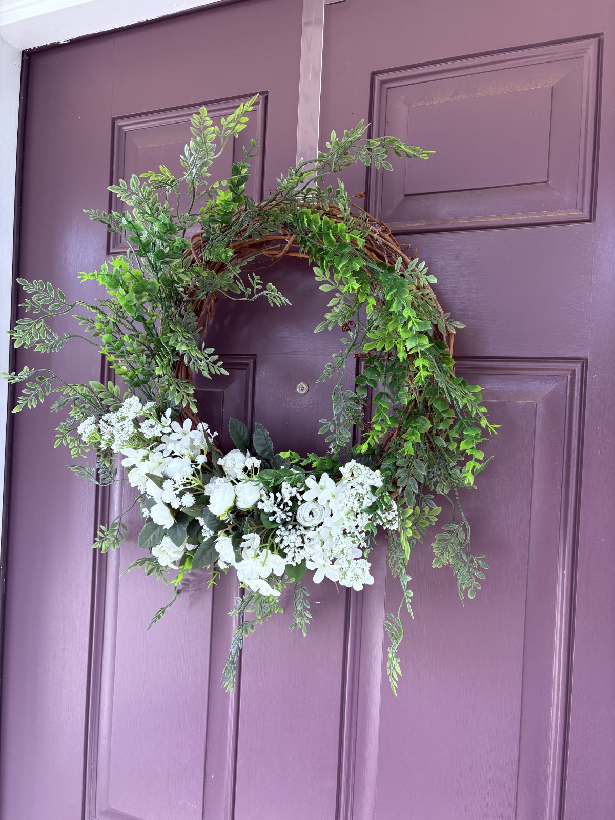 Spring, Summer or Any Occasion Handcrafted Faux / Plastic White flowers Wreath