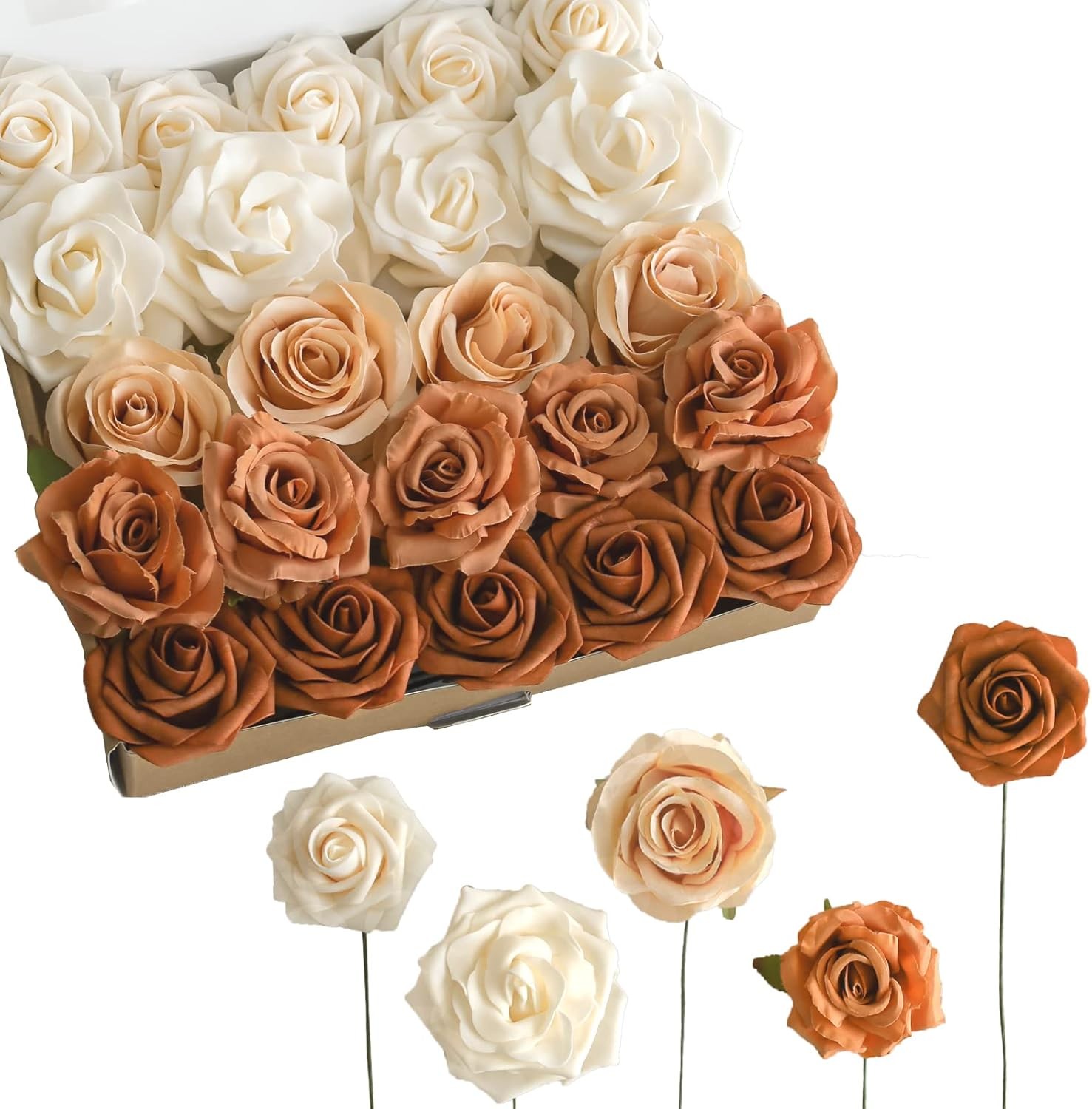 Artificial Flowers Box Set 5 Styles for DIY Wedding & Party Decor Terracotta