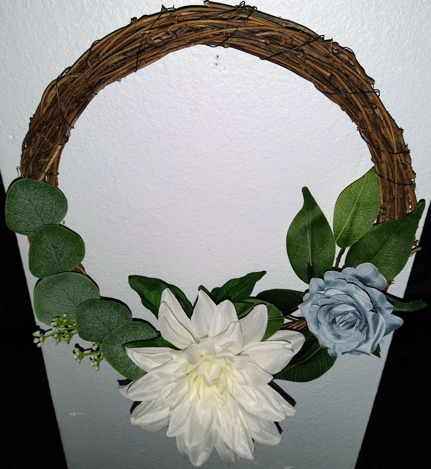 Handmade Floral with Eucalyptus Leaves and Greenery Spring 12″ Grapevine Wreath