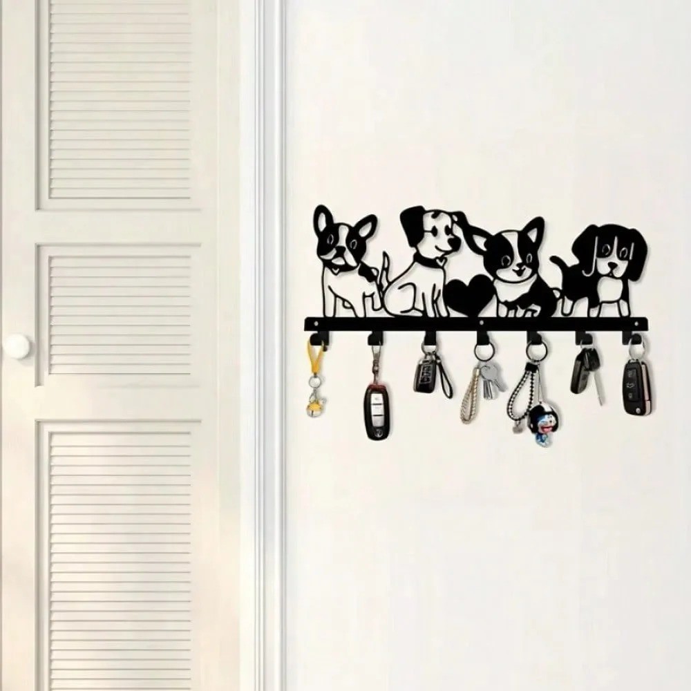 Cartoon Dogs Metal Wall Hook – Rustproof Modern Living Room Bedroom Decor 1PC