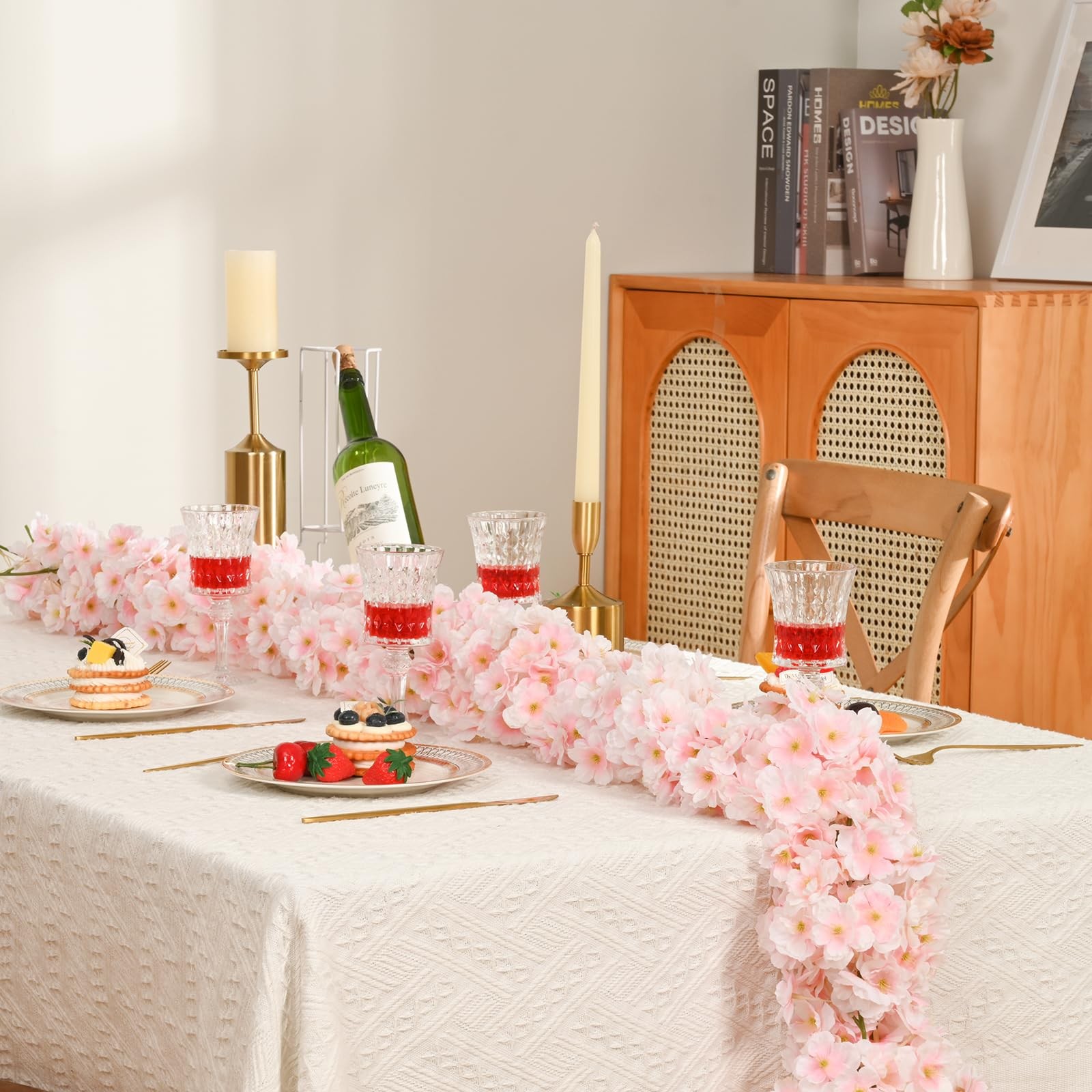 4-Pack 23.6 Ft Cherry Blossom Garland Cherry Blossom Hanging Vine Silk Sakura…