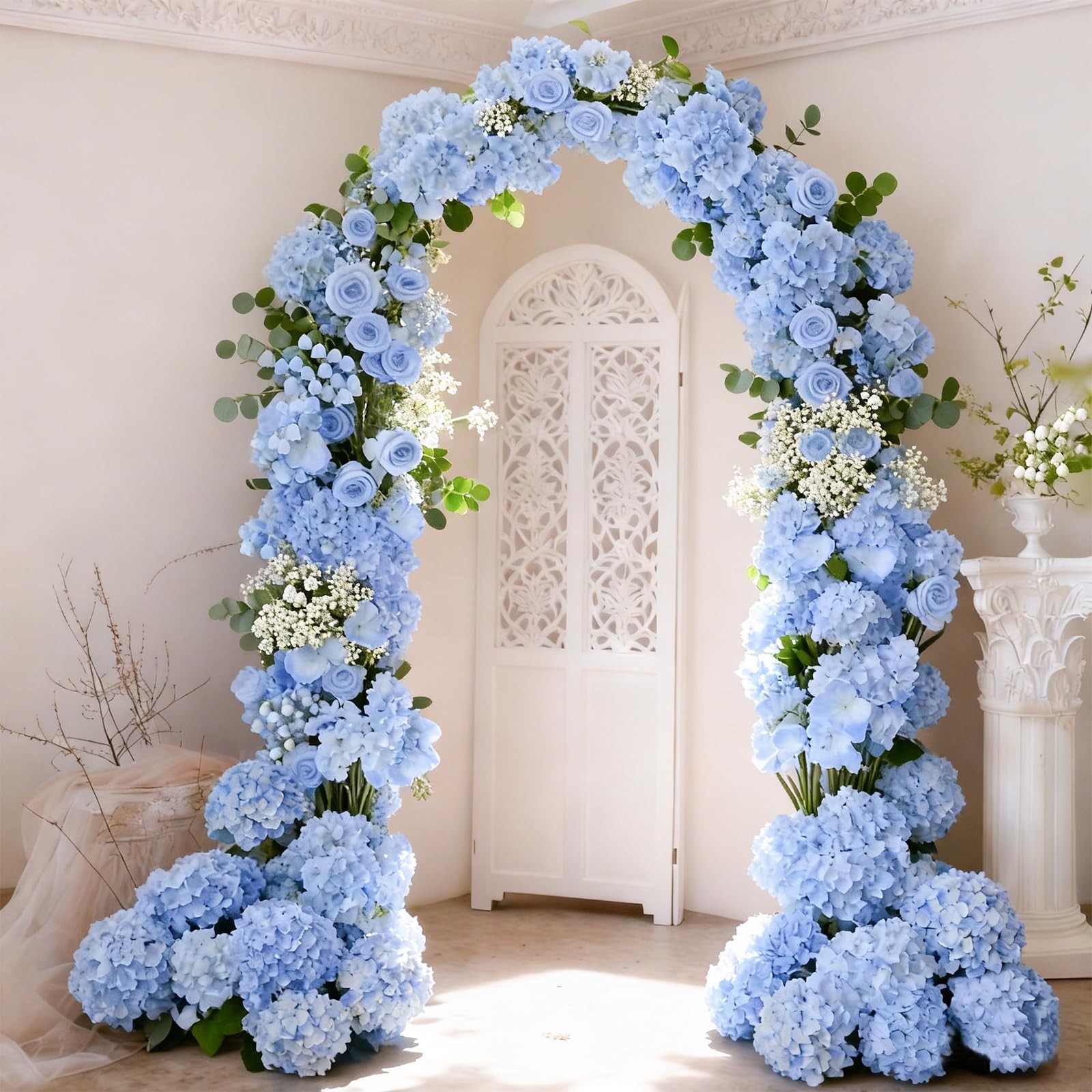 65Pcs Blue Hydrangea Artificial Flowers Bulk，Realistic Silk Fake Flowers with…