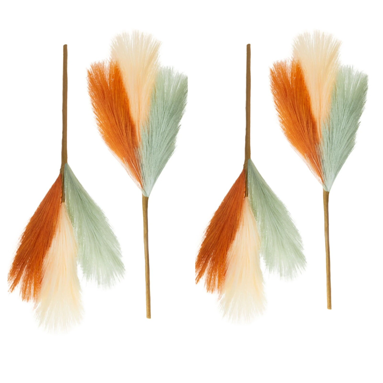 14” Faux Pampas Grass 4 Picks Stems Fall Harvest Decor Rust Sage Ivory NEW Flora