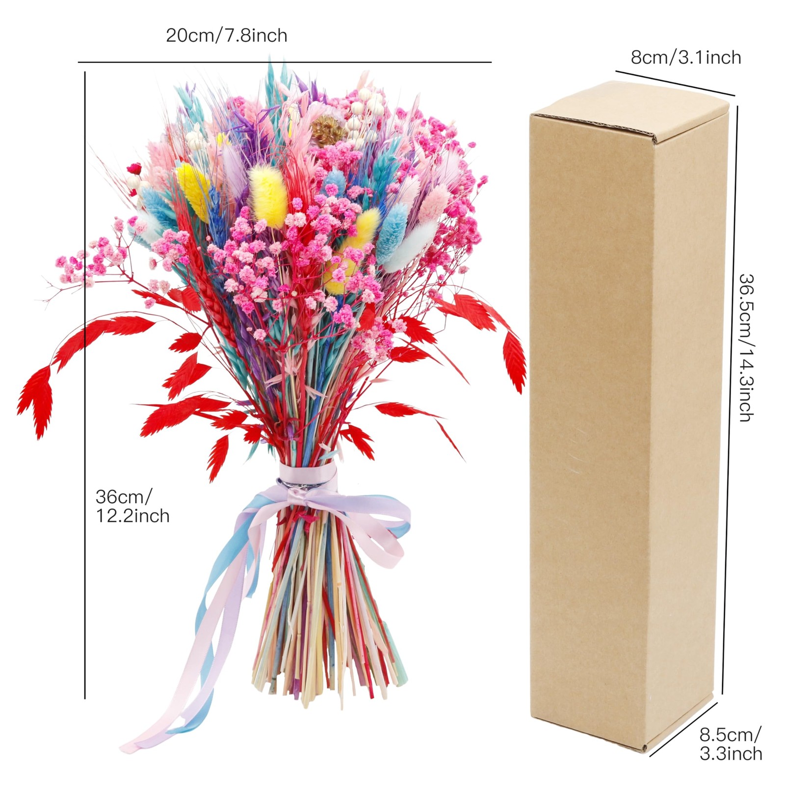 119 PCS Pink Pampas Grass Dried Flowers Bouquet Preserved Fall Home Vase