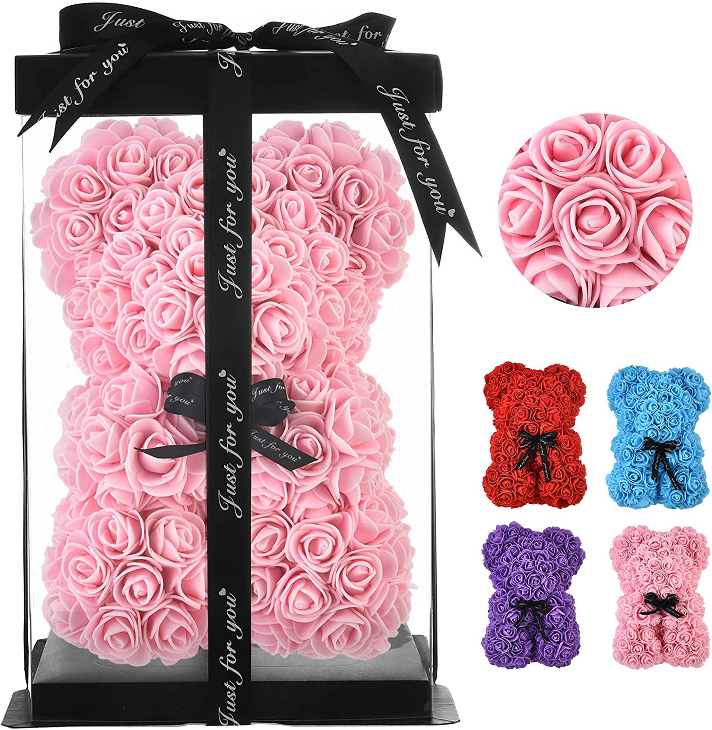 Rose Bear ,Rose Teddy Bear, Flower Bear Cub, Forever Rose Everlasting Flower for