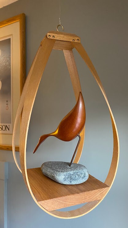Bentwood Teardrop Hanging Wood Plant Planter Stand Shelf mcm mid century modern 